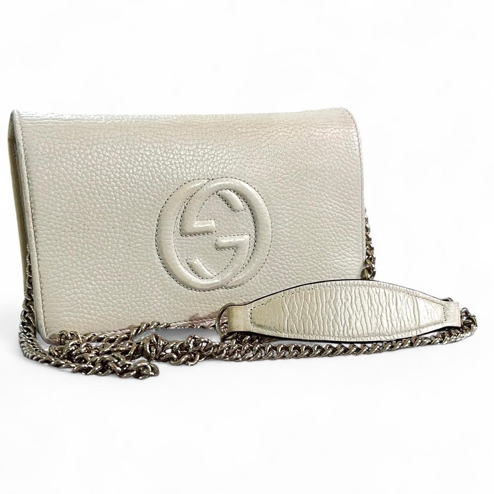 Gucci Ivory Leather Crossbody with Chain